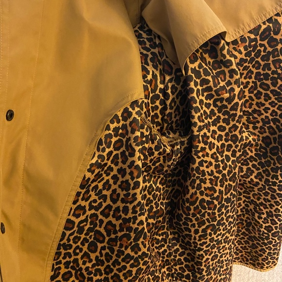 dennis basso animal lined khaki rain jacket/scarf - Picture 5 of 6